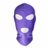 Purple elastic fabric headgear that exposes eyes and mouth