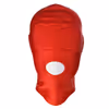 Red stretch fabric headgear that exposes the mouth