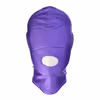 Purple stretch fabric headgear with exposed mouth