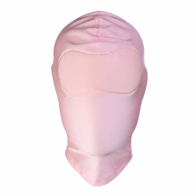 Full-coverage pink stretch fabric headgear
