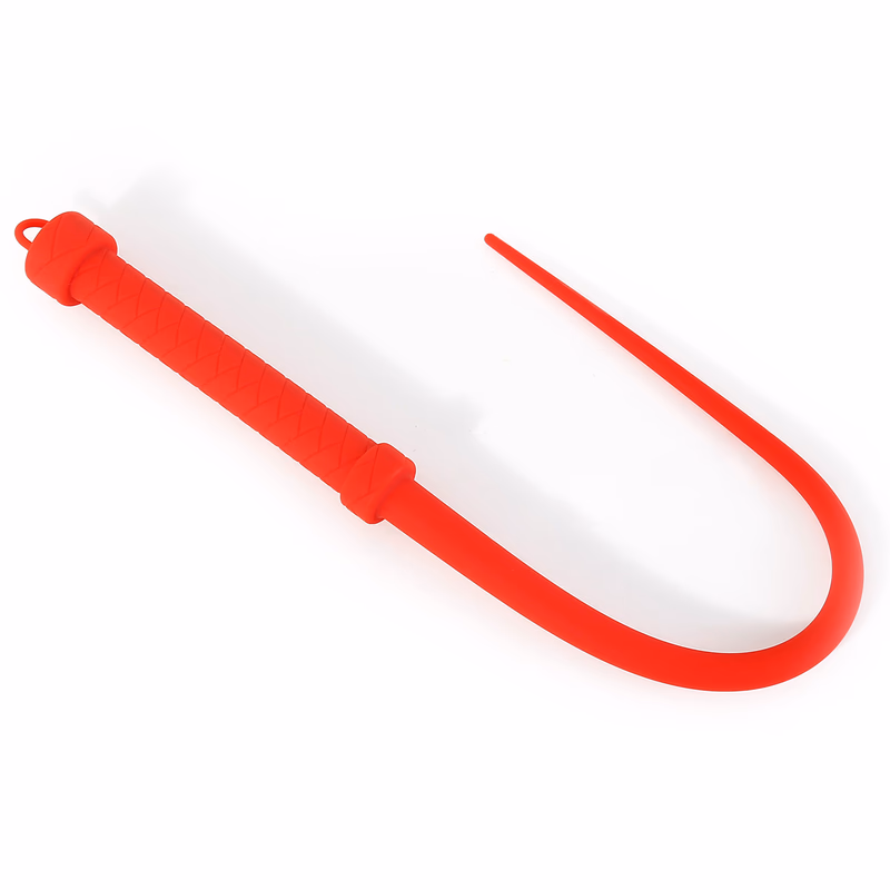 One-piece all-silicone whip, red