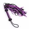 Purple-black genuine leather tassel whip