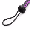 Purple-black genuine leather tassel whip