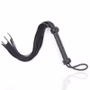 Black genuine leather whip