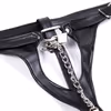 Open-crotch pants with chains and locks