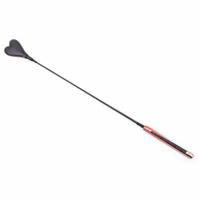Silver metallic black heart-shaped black leather whip
