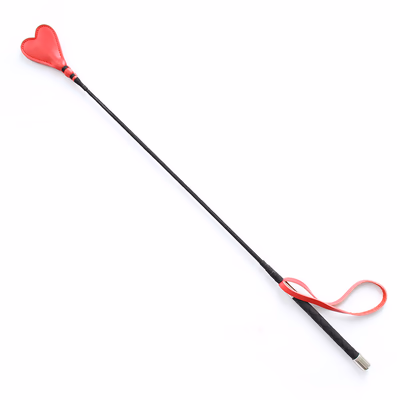 Silver metallic red heart-shaped genuine leather whip