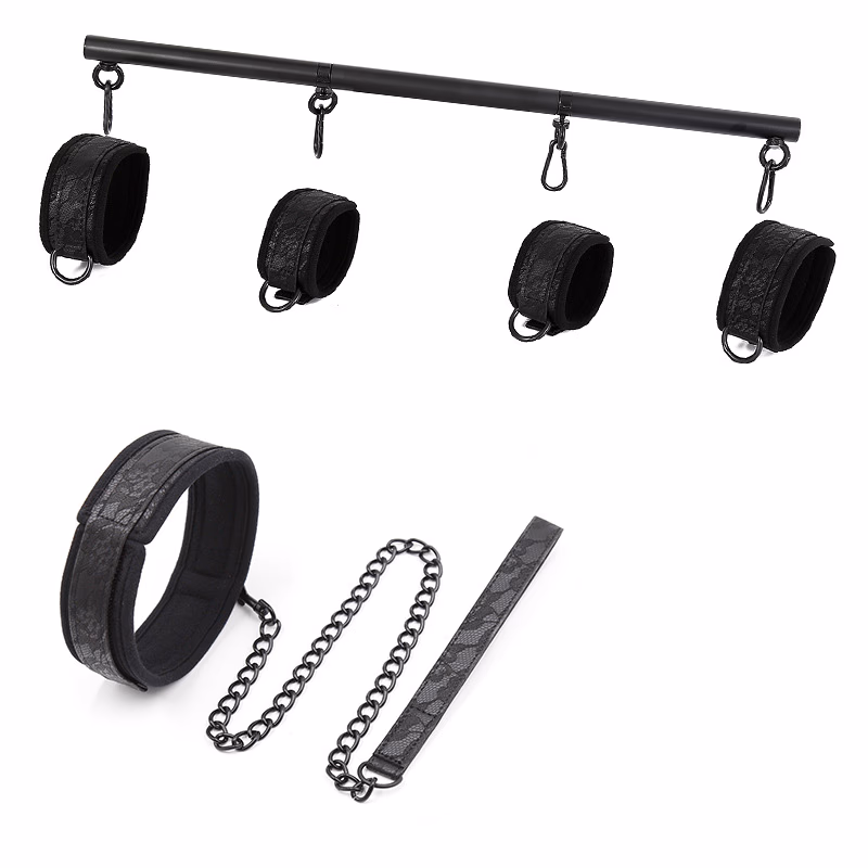 Black detachable iron pipe hands and feet, black lace Velcro + neck brace