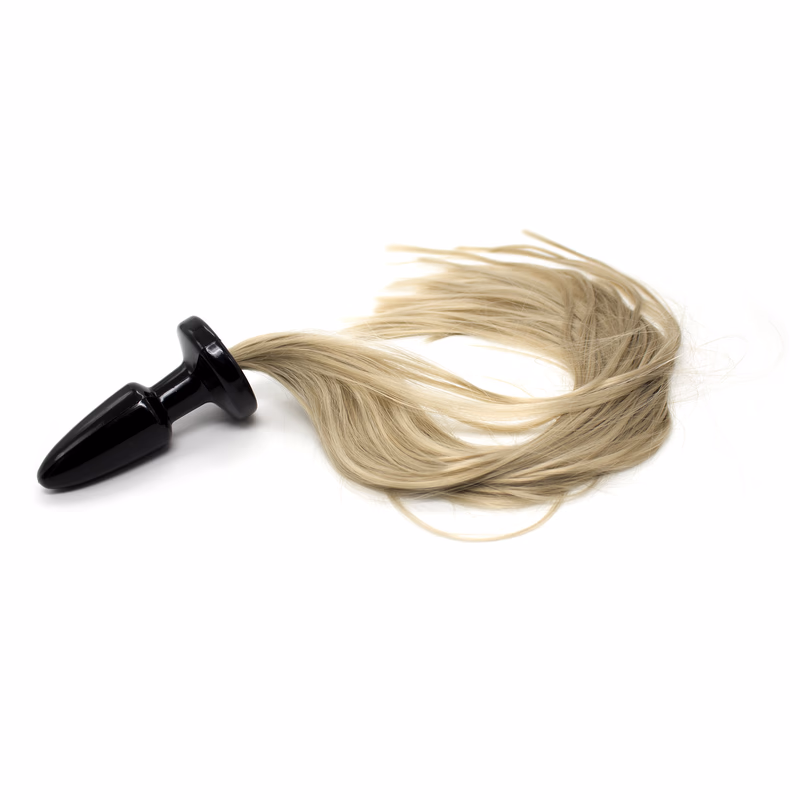 Hair-like tail - black silicone anal plug