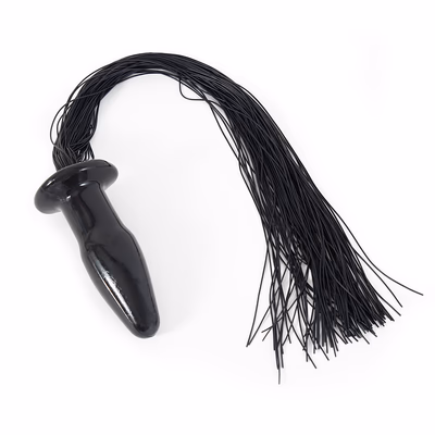 Silicone wire tail - Black silicone anal plug