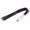 Black leather glass handle whip