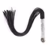 Black leather glass handle whip