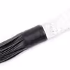 Black leather glass handle whip