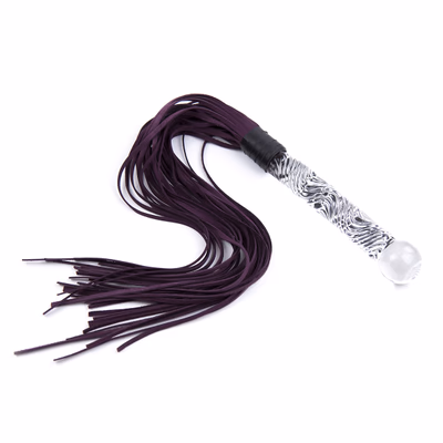 Purple genuine leather glass handle whip
