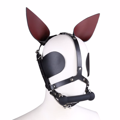 New Pointed-Ear Dog Bone Mouth Patch and Leather Eye Mask