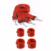 Red plush bed restraint straps