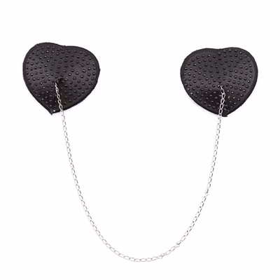 Nipple covers with sequins and diamond particles, black rhinestones