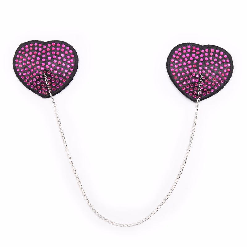 Glittery nipple covers with diamond particles, fuchsia red