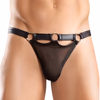 Black mesh binding men's leather underwear