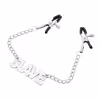 Chain nipple clamps with the letter SLAVE