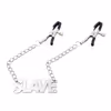 Chain nipple clamps with the letter SLAVE