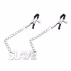 Chain nipple clamps with the letter SLAVE