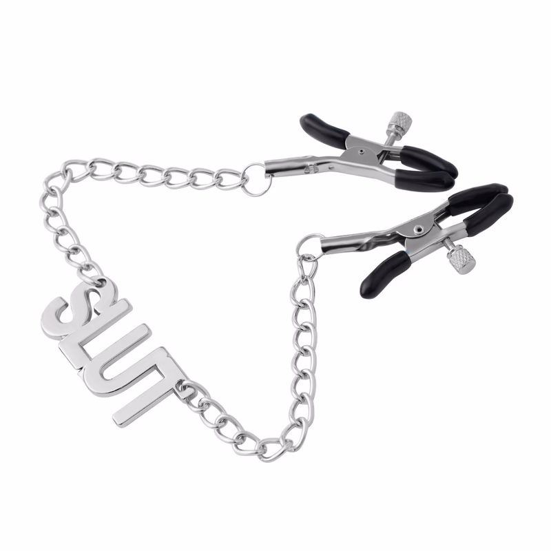 SLUT letter chain nipple clamp