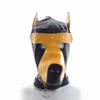 Yellow leather hooded dog head