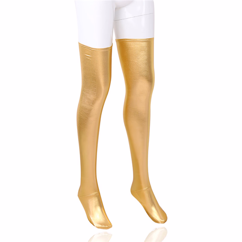 Gold patent leather stockings