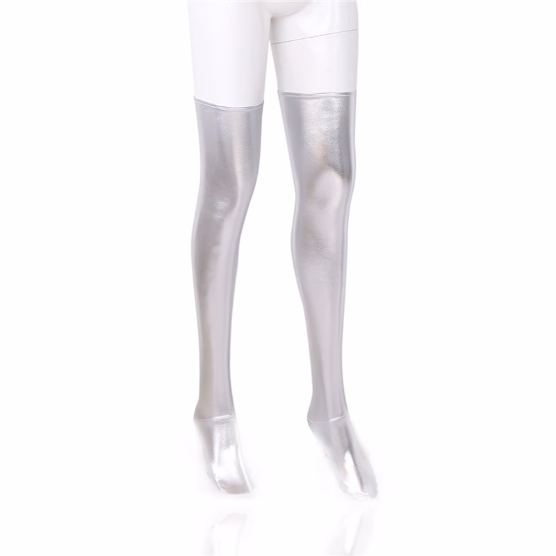 Silver patent leather stockings