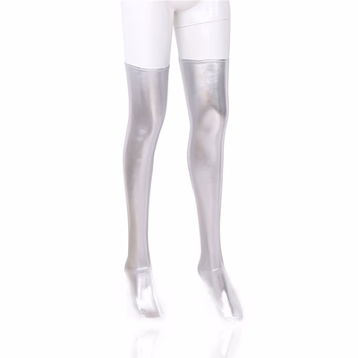 Silver patent leather stockings