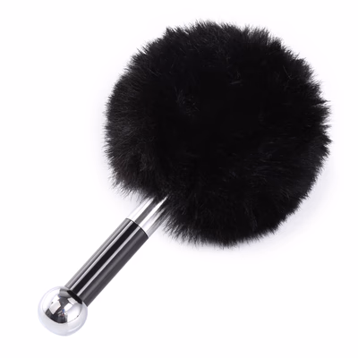 Metallic black spherical feather teaser