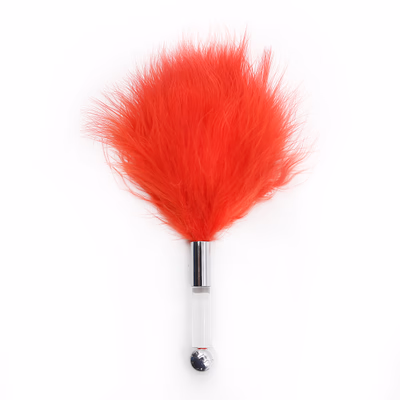 Red chicken feathers