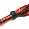 Red and black leather whip