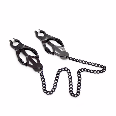 Three-leaf clip, chain, all black, breast clip toy.