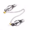 Three-leaf clip, chain with bell, all-silver breast clip toy.