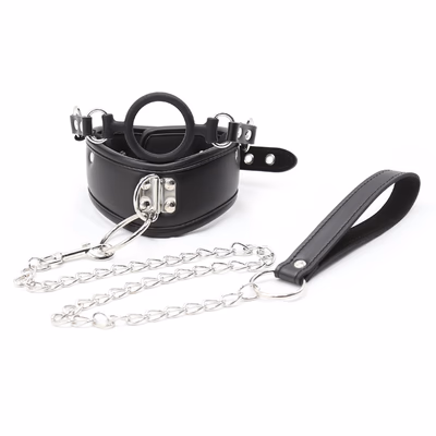 Silicone gag neck collar with traction chain