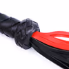 Black and red leather whip with woven handle