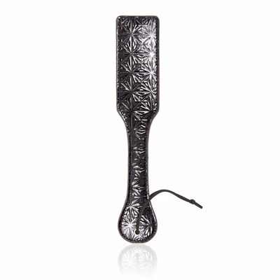 Diamond-patterned black hand-held paddle
