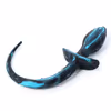 Blue-black silicone tail anal plug