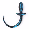 Blue-black silicone tail anal plug