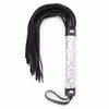 Silver leather handle whip