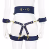 4-piece blue patterned bondage outfit