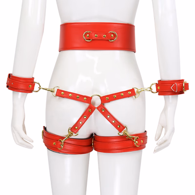 4-piece red bondage outfit