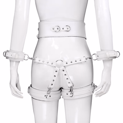 4-piece white bondage outfit