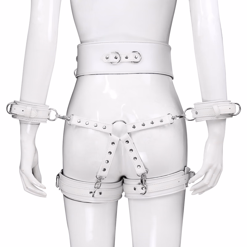 4-piece white bondage outfit