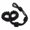Black cotton and linen rope handcuffs