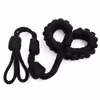 Black cotton and linen rope handcuffs