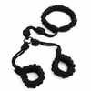 Cotton and linen rope handcuffs and neck collars, black