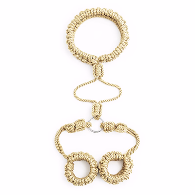 Hemp rope handcuffs neck collar cotton linen color